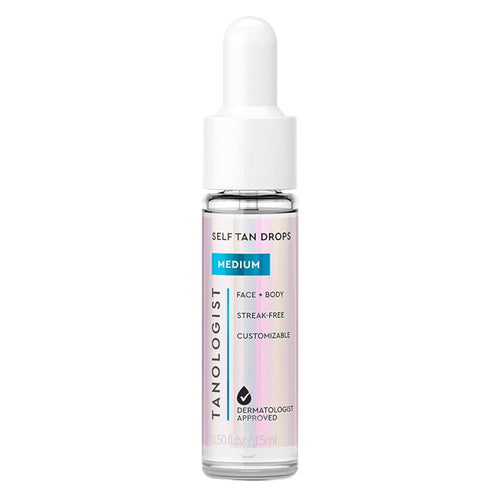 Self-Tan Drops- Medium, Bronzing Serum, Customizable Face & Body Self Tanner for Moisturizer, Gradual Body & Face Tanning Drops for Natural Glow, Streak-Free Vegan Formula, 0.5 Fl Oz